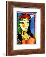 Girl with Red Beret-Pablo Picasso-Framed Art Print