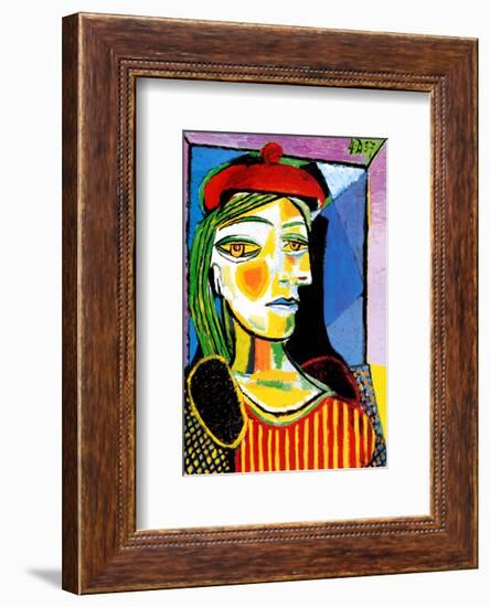 Girl with Red Beret-Pablo Picasso-Framed Art Print