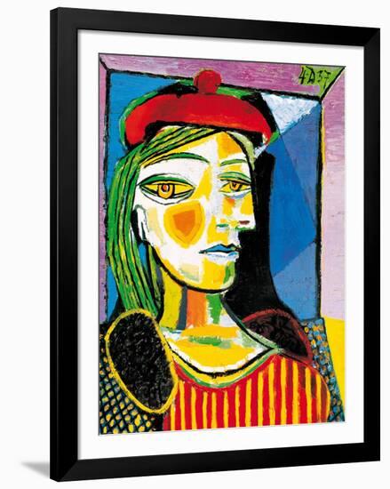 Girl with Red Beret-Pablo Picasso-Framed Art Print