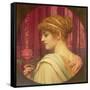 Girl with Red Rose-John William Godward-Framed Stretched Canvas