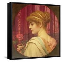 Girl with Red Rose-John William Godward-Framed Stretched Canvas