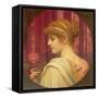 Girl with Red Rose-John William Godward-Framed Stretched Canvas