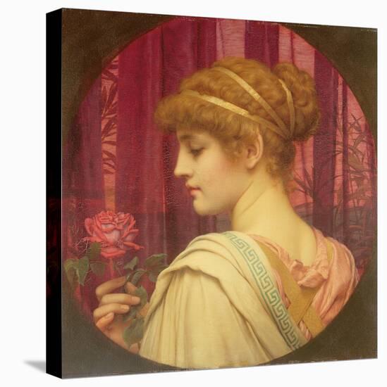 Girl with Red Rose-John William Godward-Stretched Canvas
