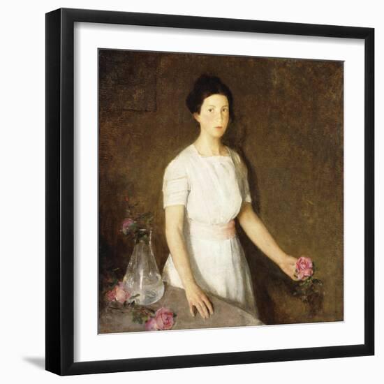 Girl with Red Rose-Charles Webster Hawthorne-Framed Giclee Print