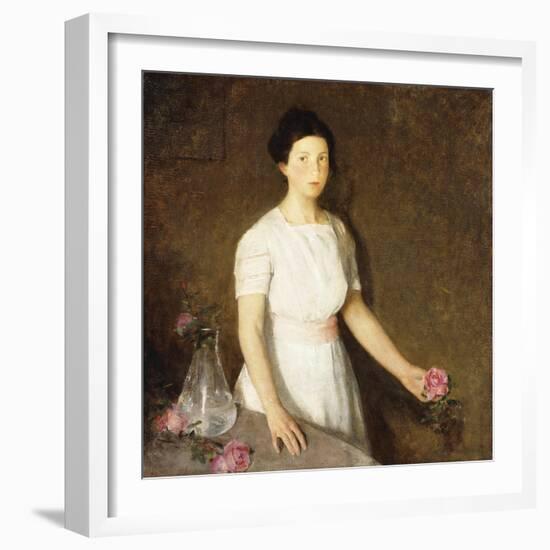 Girl with Red Rose-Charles Webster Hawthorne-Framed Giclee Print