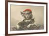 Girl with Red Tam and Two Cats-null-Framed Art Print