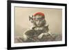 Girl with Red Tam and Two Cats-null-Framed Art Print