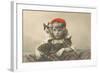 Girl with Red Tam and Two Cats-null-Framed Art Print