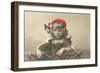 Girl with Red Tam and Two Cats-null-Framed Art Print