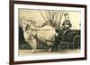 Girl with Ringlets in Goat Cart-null-Framed Premium Giclee Print