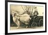 Girl with Ringlets in Goat Cart-null-Framed Premium Giclee Print