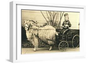 Girl with Ringlets in Goat Cart-null-Framed Art Print