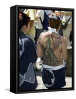 Girl with Shiva Tattoo on Back, Sensoji Temple, Asakusa, Japan-Christian Kober-Framed Stretched Canvas