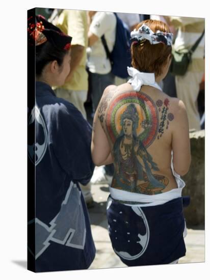 Girl with Shiva Tattoo on Back, Sensoji Temple, Asakusa, Japan-Christian Kober-Stretched Canvas