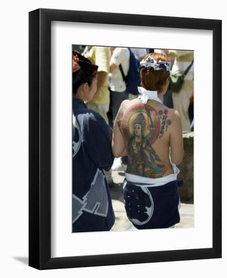 Girl with Shiva Tattoo on Back, Sensoji Temple, Asakusa, Japan-Christian Kober-Framed Photographic Print