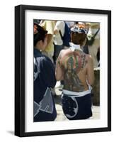 Girl with Shiva Tattoo on Back, Sensoji Temple, Asakusa, Japan-Christian Kober-Framed Photographic Print