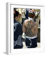 Girl with Shiva Tattoo on Back, Sensoji Temple, Asakusa, Japan-Christian Kober-Framed Photographic Print