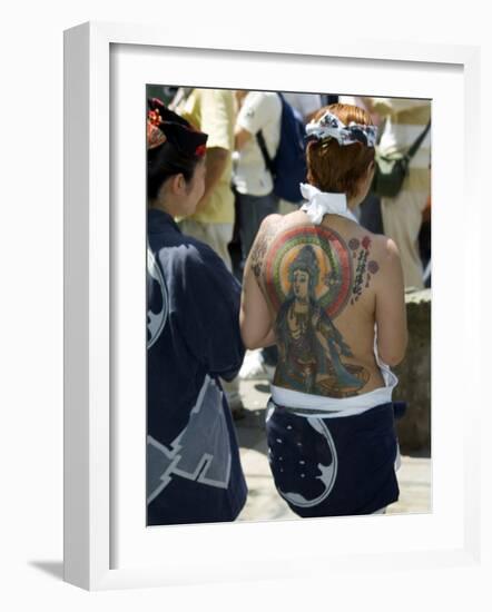 Girl with Shiva Tattoo on Back, Sensoji Temple, Asakusa, Japan-Christian Kober-Framed Photographic Print