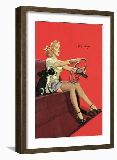 Girl with Steering Wheel-null-Framed Art Print