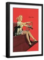 Girl with Steering Wheel-null-Framed Art Print