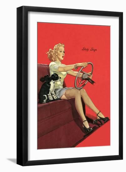 Girl with Steering Wheel-null-Framed Art Print