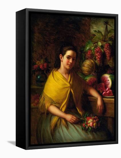 Girl with Still Life of Watermelon and Grapes, 1864-George Henry Hall-Framed Stretched Canvas