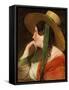 Girl with Straw Hat-Friedrich Ritter von Amerling-Framed Stretched Canvas