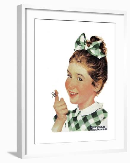 Girl with String-Norman Rockwell-Framed Giclee Print