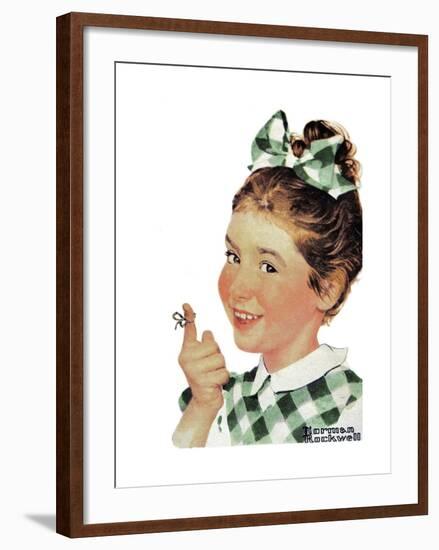 Girl with String-Norman Rockwell-Framed Giclee Print