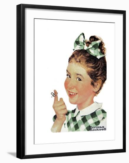 Girl with String-Norman Rockwell-Framed Giclee Print