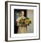 Girl with Sunflowers (1893)-Michael Ancher-Framed Premium Giclee Print