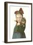 Girl with Tabby Cat-null-Framed Art Print