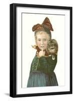 Girl with Tabby Cat-null-Framed Art Print
