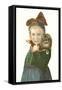 Girl with Tabby Cat-null-Framed Stretched Canvas