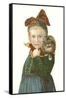 Girl with Tabby Cat-null-Framed Stretched Canvas