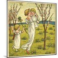 Girl with Toddler and Baby-Kate Greenaway-Mounted Art Print