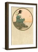 Girl with Tortoise, Art Nouveau-null-Framed Art Print