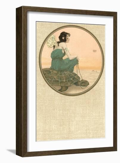 Girl with Tortoise, Art Nouveau-null-Framed Art Print