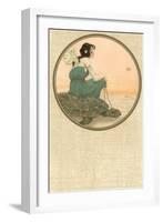 Girl with Tortoise, Art Nouveau-null-Framed Art Print