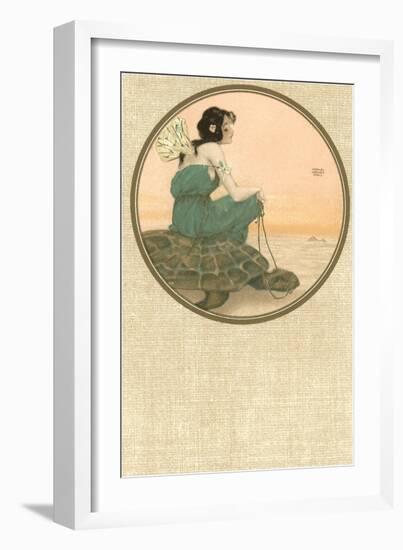 Girl with Tortoise, Art Nouveau-null-Framed Art Print