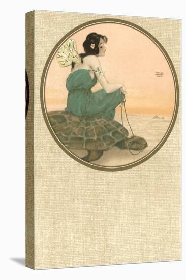 Girl with Tortoise, Art Nouveau-null-Stretched Canvas
