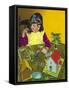Girl with Toy Farm-Jesus Blasco-Framed Stretched Canvas