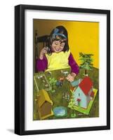 Girl with Toy Farm-Jesus Blasco-Framed Giclee Print