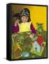 Girl with Toy Farm-Jesus Blasco-Framed Stretched Canvas