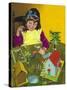 Girl with Toy Farm-Jesus Blasco-Stretched Canvas