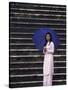 Girl With Umbrella on Stone Steps of Tomb of Khai Dinh, Vietnam-Keren Su-Stretched Canvas