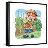 Girl with Vegetables - Turtle-null-Framed Stretched Canvas