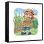 Girl with Vegetables - Turtle-null-Framed Stretched Canvas