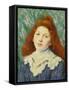 Girl with White Small Collar-Claude Monet-Framed Stretched Canvas