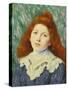 Girl with White Small Collar-Claude Monet-Stretched Canvas